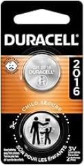 Duracell CR2016 3V Lithium Battery, Child Safety Features, 2 Count (Pack of 1), Lithium Coin Battery for Key Fob, Car Remote, 3 Volt Cell