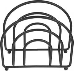 Milisten Vintage Wood Base Metal Wire Napkin Holder, Reusable Tissue Stand for Kitchen and Restaurant, Metal Napkin Organizer for Bathroom and Dining Table