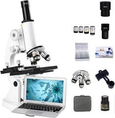 Professional Microscope, Optical Biology 10000 Times, Electronic High-Definition Household Use, Dual Coaxial Adjustable Gears, Four Multiples Available, Student Gift(Size:A)