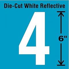 Die-Cut Reflective Number Label, 4, 6In H