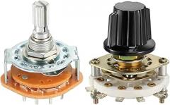 MECCANIXITY 1 Set 5 Pins 1P4T 1 Pole 4 Position 1 Deck & 2 Deck Band Selector Rotary Switch for Radio TV Industrial Machine Electronic Devices