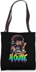 Vibrant House Music Black Girl DJ Electronic Dance Music Tote Bag