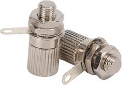 2 Pcs 4mm Current Terminal, M6 Thread Jack Terminal Nickel Plated Brass Grounding Post, Banana Socket Connector, for Electronic Instruments, Industrial Equipment