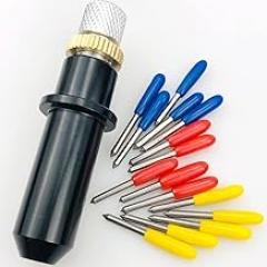 15Pcs 30/45/60 Degrees Knife Blade Cemented Carbide Blade for Mimaki Cutting Plotter Vinyl Cutter + 1PCS Mimaki Blade Holder Tool (1Pcs Holder +15pcs Knife 45degree)