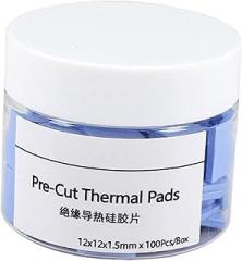 100 Pieces Blue Thermal Pads High Thermal Conductivity Silicone Heat Dissipation Pads 0.47x0.47x0.06inch for CPU GPU Electronic Components