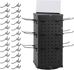 Metal Rotating Pegboard Display Stand Accessories Versatile with 24 Hooks