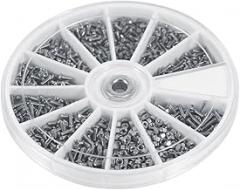 M1.2 M1.4 M1.6 Small Screws Assortment Kit, 12 Kinds Stainless Steel Watch Screws, Micro Screws and Nuts for Watches, Glasses, Electronics