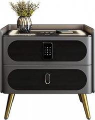 POCHY Beautiful Nightstand Smart Nightstand Bedside Tables with Charging Station Electronic Lock with Touch Led Light Bedside Cabinet Bedside Dresser Save Space