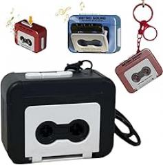 Creative Mini Tape Recorder Keychain,Vintage Recorder Tape Keychain,Retro Tape Recorder Keychain,Portable Keychain Pendant Decorative Tape Player,Fun Key Backpack Hanging Accessory Gifts