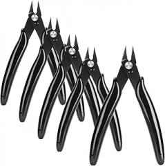 5pcs Micro Flush Cutter Small Wire Cutters Spring Loaded Cutting Pliers Wire Cutters for Jewelry Making Soft Copper Wire Electronics Black