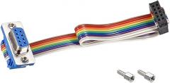 DMiotech 1 Pack FC-10 to DB9 Female Flat IDC Rainbow Ribbon Cable 20cm 2.54mm Pitch Breadboard Jumper Wires for Electronic Projects