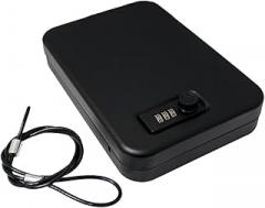 Qualarc NOCH-45C Personal Portable Compact Travel Safe with Steel Tether for Handguns, Electronics and Valuables