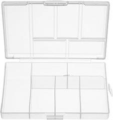 Component Storage Box - PP Fixed 6 Grids Electronic Component Containers Tool Boxes Clear White 120x85x23mm,Aicosineg