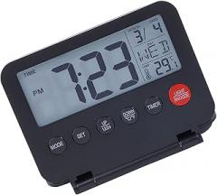 Multipurpose Travel Foldable Electronic Clock with Alarm Temperature and Date LCD Display Backlight for Everyday Use Bedroom Alarm Clock