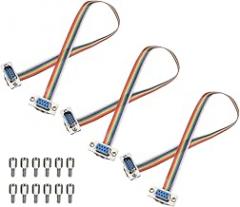 Generic 3 Pcs IDC Rainbow Wire Flat Ribbon Cable DB9 Male to DB9 Female 11.8 Inch Length 2.54mm Pitch Breadboard Jumper Wires for Electronic Projects