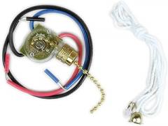 Jandorf 60305 Fan Light Pull Chain Switch 3-Way 3 Wire Terminals Brass Chain, 1 Count (Pack of 1)