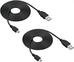 DTOL PS3 Controller Charger Cable Ring Mini USB Data Charging Cord for PS Move PlayStation 3 Wireless Controller, TI84 Plus CE, Digital Camera 10ft 2 Pack