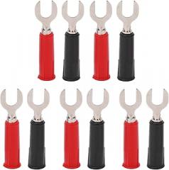 U Shape Plug High Pressure U Type to Banana Plug Adapter with 4mm Jack Stable Connection Strong Connectivity for Electronic Equipment Industrial Equipment PVC Brass 10Pcs