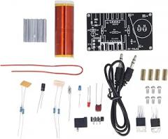 Mini Music Coil Module Set DIY Plasma Speaker Assembly Kit with Audio Cable 15W 15‑24V DC Input for Electronic Experiments Demonstrations Black PCB