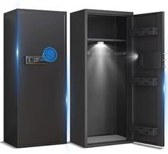 10~12 Rifles Biometric Gun Safe Large Space All-Steel Gun Safe Electronic Password Fingerprint Safe with LED Light for Storing Guns