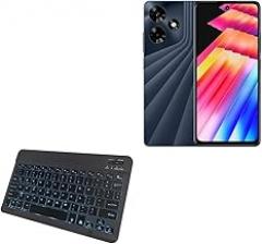 BoxWave Keyboard Compatible with Infinix Hot 30 - SlimKeys Bluetooth Keyboard - with Backlight, Portable Slim LED 7 Colors - Jet Black