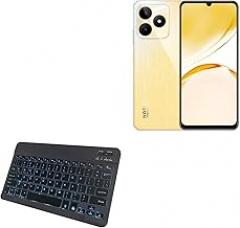 BoxWave Keyboard Compatible with Realme Narzo N53 - SlimKeys Bluetooth Keyboard - with Backlight, Portable Slim LED 7 Colors - Jet Black