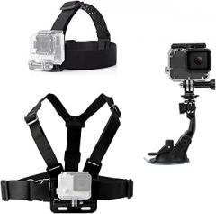 Chest Strap Mount Head Mount Strap Suction Cup Mount Compatible with Gopro Hero 13 12 11 10 9 8/AKASO EK7000 Brave 4 7LE/DJI Action 5 Pro/ODDV/Hiicam Action Camera