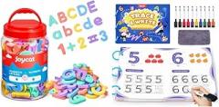 JoyCat Magnetic Letters and Numbers, ABC 123 Alphabet Fridge Magnets for Toddlers & Kids + Preschool Learning Activities 48 Reusable Pages, Handwriting Practice for Kids Toddlers, Tracing Letter Numbe