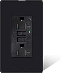 Black GFCI Outlet 20 Amp,GreenCycle 1PK Black Gfi Electrical Outlet 20 Amp,Weather Resistant Ground Fault Circuit Interrupters,Screwless Wall Plate Included, Indoor/Outdoor,Residential Grade,ETL List