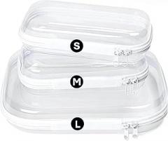 3 Pack Clear Hard Shell Organizer Bags (S/M/L) – Waterproof & Shockproof Travel Toiletry and Makeup Bag Set for Cosmetics, Baby Items, Toys, Stationery, Crafts, Electronics & More