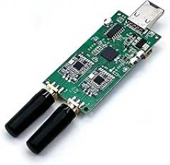 RF Transceiver Module, USB Dual Antenna Wireless Development Board for Signal Receive & Transmit, Electronic DIY and RF Testing Projects(Black Acrylic)