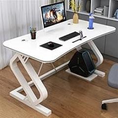Computer Desk Multifunctional Desktop. PC Desk with Mobile Phone Card Slot Ergonomic Arch Simple Fashion Electronic Competition Table Gaming Desk Desk (Color : Wit, Size