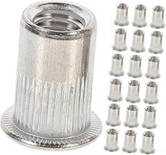 70pcs Stainless Steel Flat Head Rivet Nuts Precision Threaded Insert Lock Nut for Mechanical Equipment Furniture Electronics Anti-loosening Secure Fit Steel Inserts