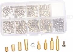 GLEAVI 300pcs Standoff Kit Column Screw Nut Assortment Box Iron Nickel Spacer for Communication Office Electronics Furniture