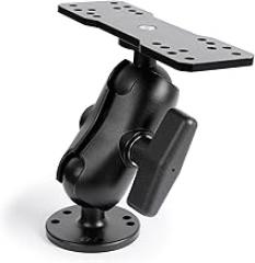 Universal Mounting Bracket - Extended Aluminum Alloy Arm with Spherical & Rectangular Plate, Circular Base for Fish Finder, GPS Plotter, Depth Sounder, CB Radio, Marine Electronics (5.5inch)