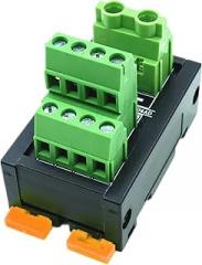 Screw Terminal Block Power Distribution Module, 30A DIN Rail Mounting Terminal Block Distribution Breakout Board for PLC Servo Power Amplifier (1 in 4 Out)