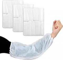 300PCS Disposable Oversleeves Covers, Plastic Arm Sleeves Covers for Painting Repairing Cleaning Tattooing - White