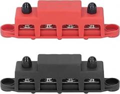 MAVIS LAVEN Bus Bar Power Distribution Block, Brass Plate Design, 250A Rated Current, 48V DC Terminal Block, Ideal for Cars Boats RVs