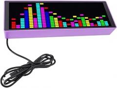 Acoustik Spectrum Analyzer, LED 7 Color Effects Music Spectrum Display 16x24RGB Spectrum 12 Dynamic Rhythm LED Pickup Ambient Light Electronic Clock Voice Activated Display