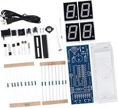 Scm Led Digital Clock Kit DIY Components for Electronic Clock Easy -Safe Materials White Color with Cover for Hobbyists and Beginners