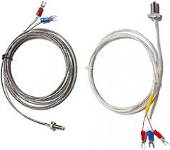 M6 Thread Probe PT100 Type K E J Thermocouple Sensor 0.5M 1M 2M Wire M6x1.25 Screw Resistance 1Pcs(Type E,0.5M Wire)
