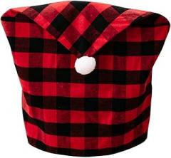 Milisten Christmas Chair Cover Set Plaid Chair Wrap White Pom Pom for Home Use Holiday Decor for Christmas Season