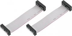 MECCANIXITY 2 Pcs IDC Connector Flat Ribbon Cable, 20 Pins 2.54mm Pitch 10cm Length FC to FC Dual Female Connector Flat Ribbon Cable Wire for Industrial Electronics, Grey