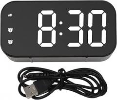 LED Digital Alarm Clock with Temperature Display and Snooze Function, Calendar Feature, Electronic Clock for Bedroom, Travel-Friendly, White/Black(-811 is black)
