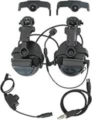 Tactical Headset C5 PRO w/ARC Rail Adapter 2.0 Hearing Protection Sound Pickup U94 PTT Detachable Cable for Airsoft (Black)