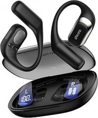 Open Ear Headphones,Over Ear Earbuds with Ergonomic Earhook,Bluetooth Headphones 5.4 with Smart Digital Display,40H Playtime,IPX6 Waterproof,Touch Control Operate Fit Cycling,Running,Workout(Black)