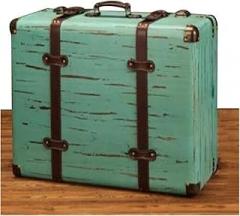 Vintage Wooden Storage Chest, Vintage Suitcase, Vintage Suitcase, Vintage Storage Trunk, Wooden Storage Box Photography Prop Box Storage Suitcase for Travel(Green,46X29X17.5CM)