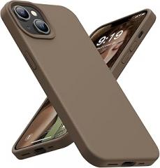 OUXUL Designed for iPhone 14 Case, iPhone 13 Case Shockproof Liquid Silicone Protective Phone Case with Soft Anti-Scratch Microfiber Lining Ultra Slim Drop Protection Phone Cover 6.1 inch(Light Brown)
