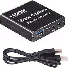 5V DC HDMI Video Capture with Mic R/L Loop 1080P 4K 192Mbps Transmission No Lag for Live Streaming Video Recording