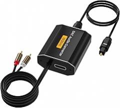 192kHz Optical to RCA Converter DAC Digital to Analog Audio Converter with Optical Cable to RCA L/R Audio Adapter for HDTV, DVD, Blu-Ray Players and Game Consoles